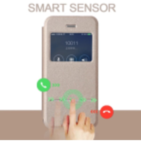 Smartfodral med Fönster & Svarsfunktion för iPhone 4/4S Guld