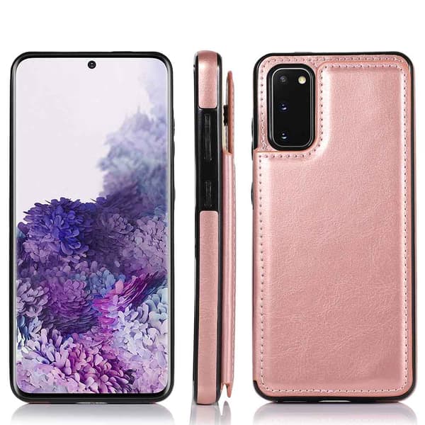 Glat cover med kortholder - Samsung Galaxy S20 Plus Brun