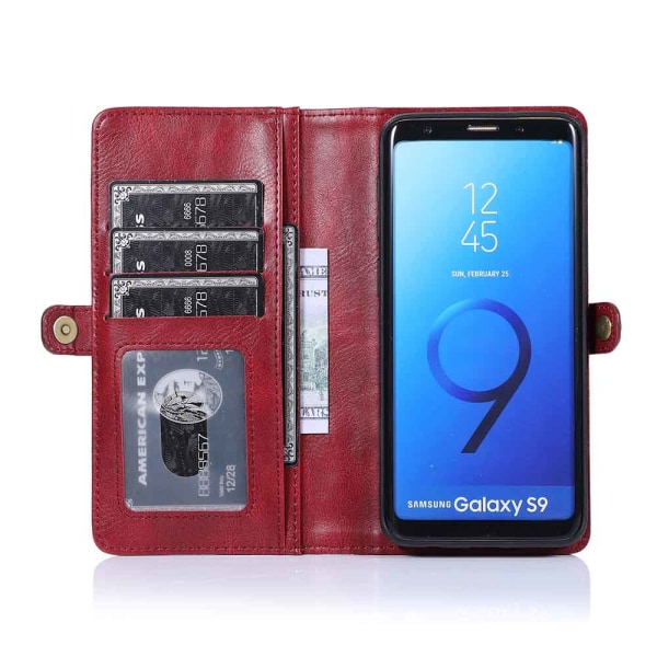Glatt dobbel lommebokdeksel - Samsung Galaxy S9 Röd