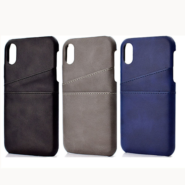 iPhone XS Max - (Vintage-Shell) Skal med Kortfack Khaki-Ljusbrun