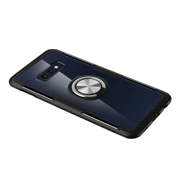 Samsung Galaxy S10e - Skyddande Skal med Ringhållare Röd/Silver Röd/Silver