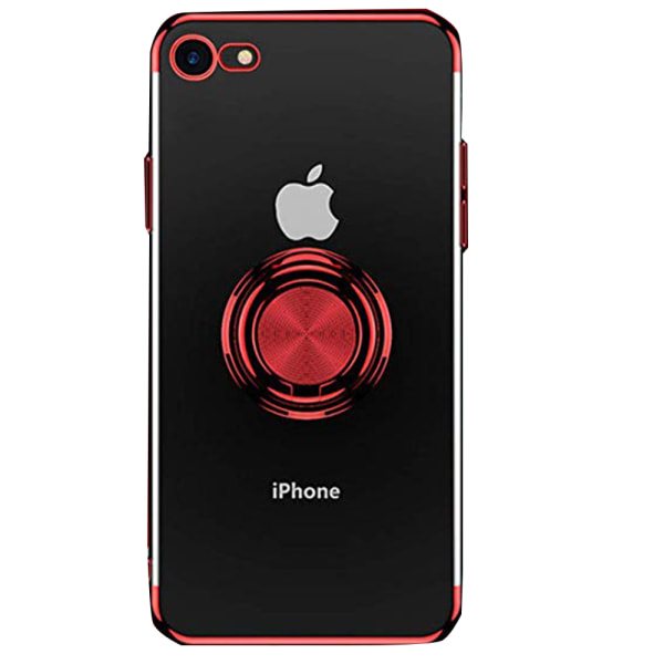Støtdempende silikondeksel med ringholder - iPhone SE 2020 Röd