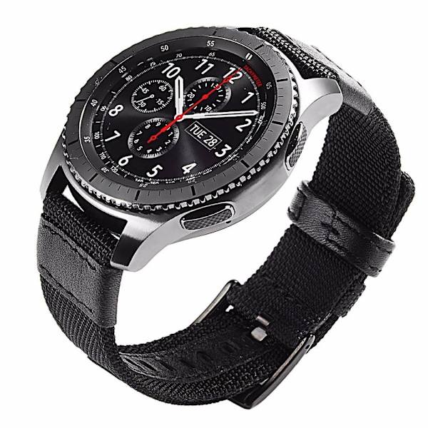 Stilsäkert Nylonarmband - Samsung Galaxy Watch S3 Frontier Svart 22mm