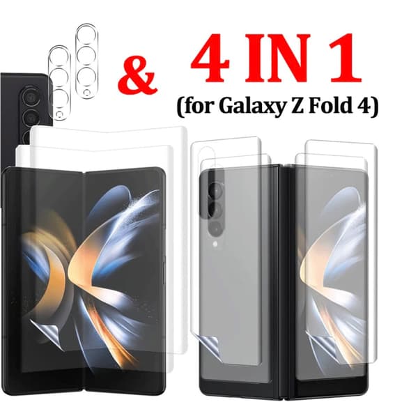 2-PACK 4-in-1 Z Fold 4 Hydrogel Skärmskydd & Kameralinsskydd Transparent