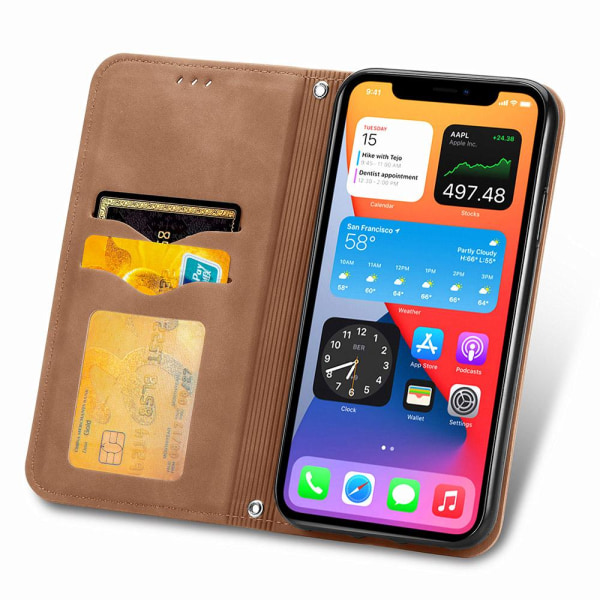 Tyylikäs lompakkokotelo - iPhone 12 Pro Max Brun