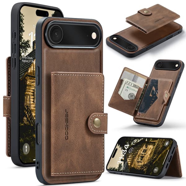 iPhone 17 Air Plånboksskal  4 Kort + Sedlar Svart