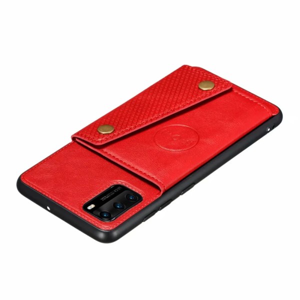Huawei P40 Pro - Genomtänkt Skyddsskal med Kortfack Röd