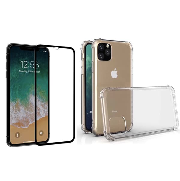 Støddæmpende Silikoneskal med Skærmbeskyttelse iPhone 11 Transparent