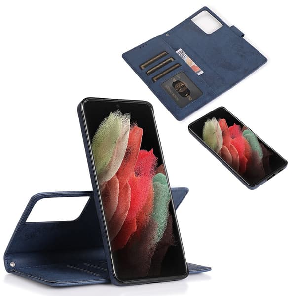 Smidigt Plånboksfodral - Samsung Galaxy S21 Ultra Mörkblå