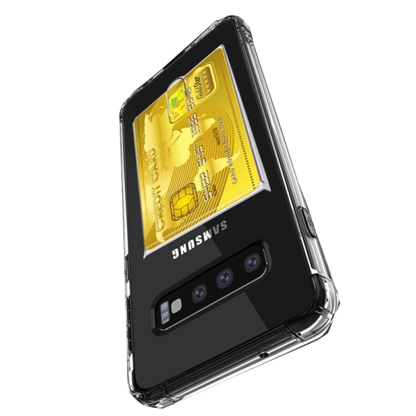Samsung Galaxy S10 Plus - Iskuja vaimentava kansi korttitelineellä Transparent/Genomskinlig