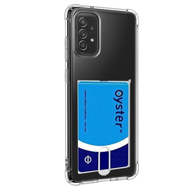 Stötdämpande Silikonskal med Kortfack - Samsung Galaxy A52 Transparent