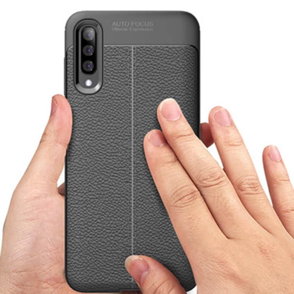 Stöttåligt Smart Silikonskal - Samsung Galaxy A50 Mörkblå