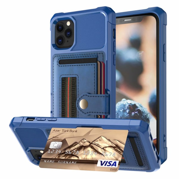iPhone 11 Pro Max - Tehokas kansi korttilokerolla Blå