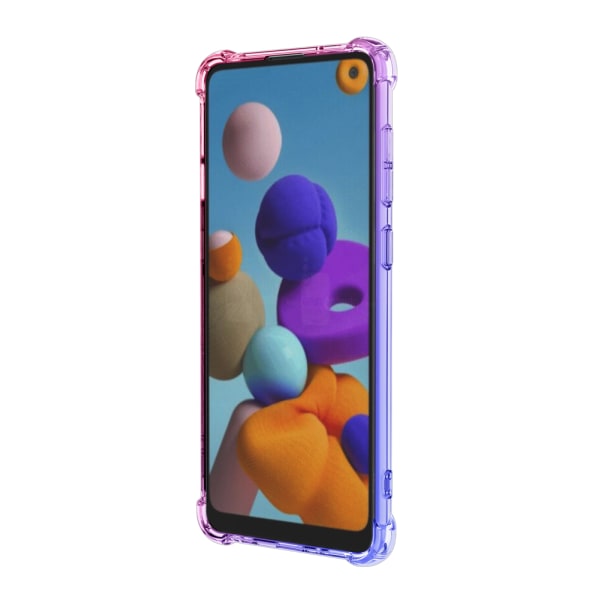 Støtdempende silikondeksel (FLOVEME) - Samsung Galaxy A21S Blå/Rosa
