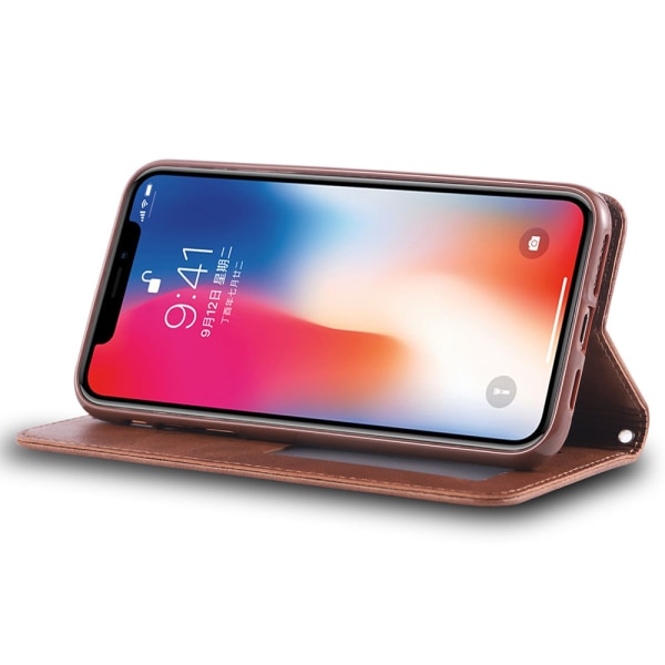 Kraftig Smart Wallet Cover - iPhone X/XS Ljusbrun
