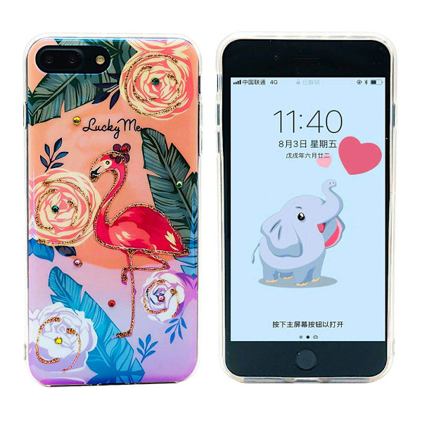 Skyddande Skal i Silikon till iPhone 7 (PRETTY FLAMINGO)