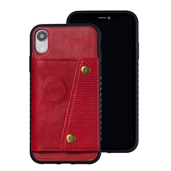 Smidigt Retro Skal med Korthållare - iPhone XR Grå