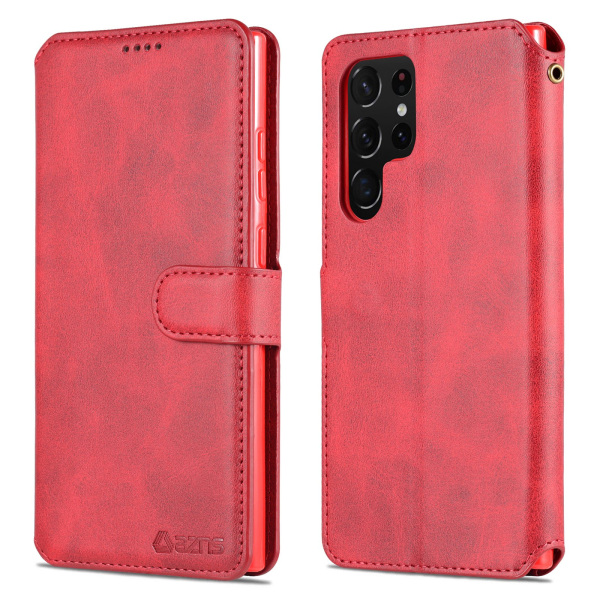 Praktisk lommebokdeksel - Samsung Galaxy S23 Ultra Röd