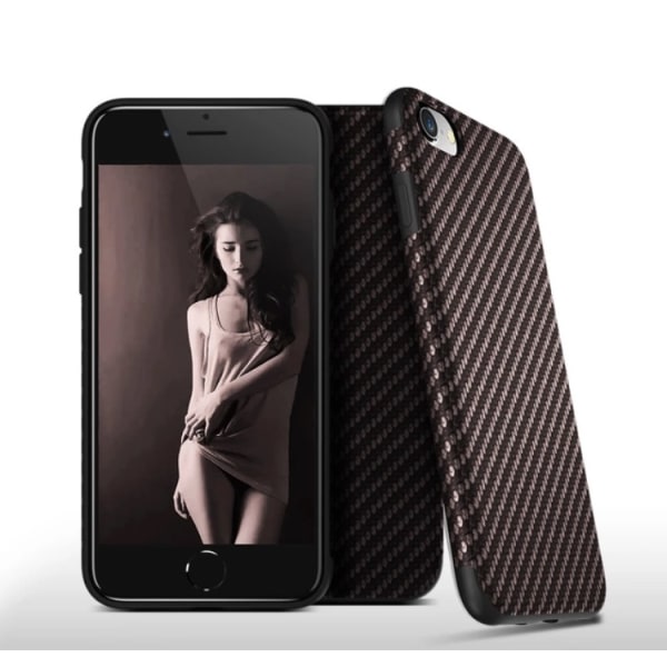 Eksklusivt stilfuldt Smart Cover til iPhone 7 (Carbon finish) Brun