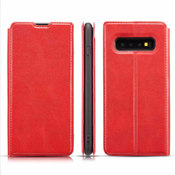 Samsung Galaxy S10 - Stötdämpande Smidigt Plånboksfodral Röd