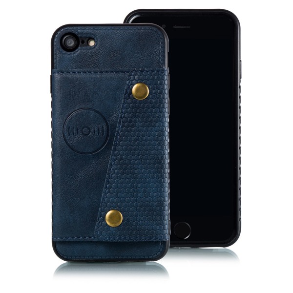 iPhone 7 - Robust cover med kortholder Mörkblå
