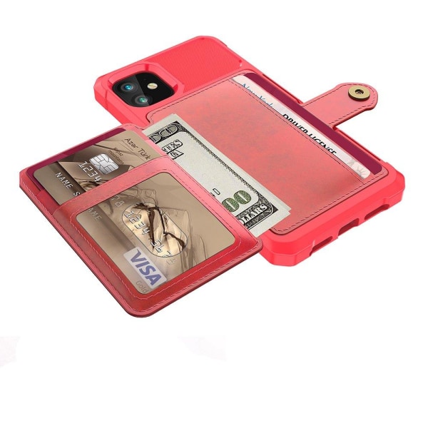 Tyylikäs sileä kansi korttilokerolla - iPhone 12 Mini Grön