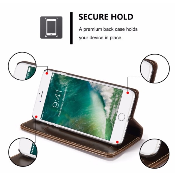 Elegant Smart Wallet-veske i skinn iPHONE 7 CASEME (MAX BESKYTTELSE) Vit