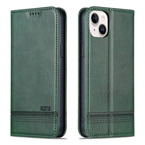 iPhone 15 - Plånboksfodral 3-kortfack i Läder Dark green