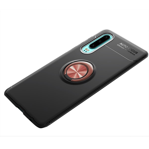 Huawei P30 - (NANO) Stilfuldt cover med ringholder Röd/Röd