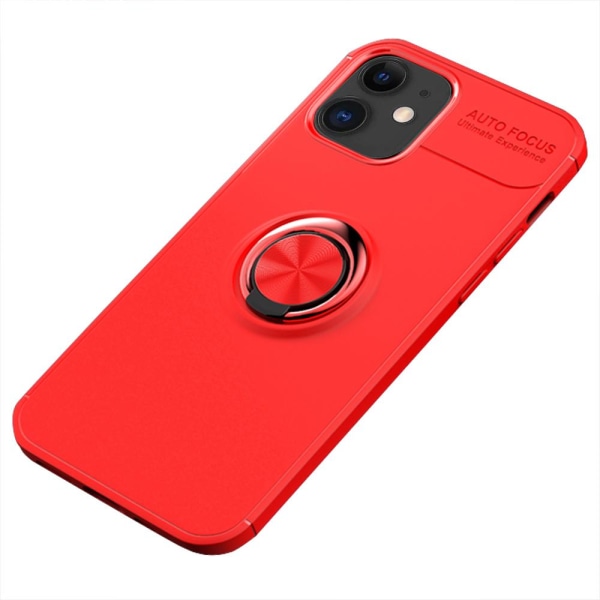 Stilsäkert AUTO FOCUS Skal med Ringhållare - iPhone 12 MIni Svart/Röd