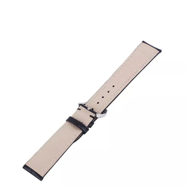 Bekvämt Klockarmband (Läder) i Klassiskt utförande Svart/Guld 22mm