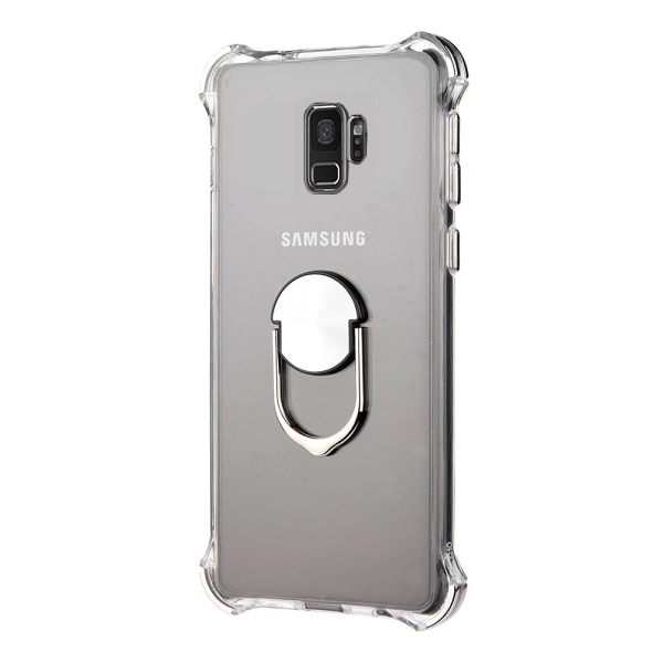 Effektivt silikonecover med ringholder - Samsung Galaxy S9 Svart