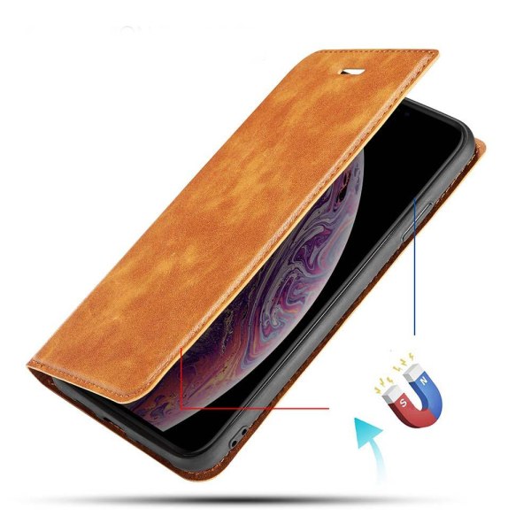 iPhone 11 Pro Max - Genomt�nkt St�tt�lig Pl�nboksfodral Brun