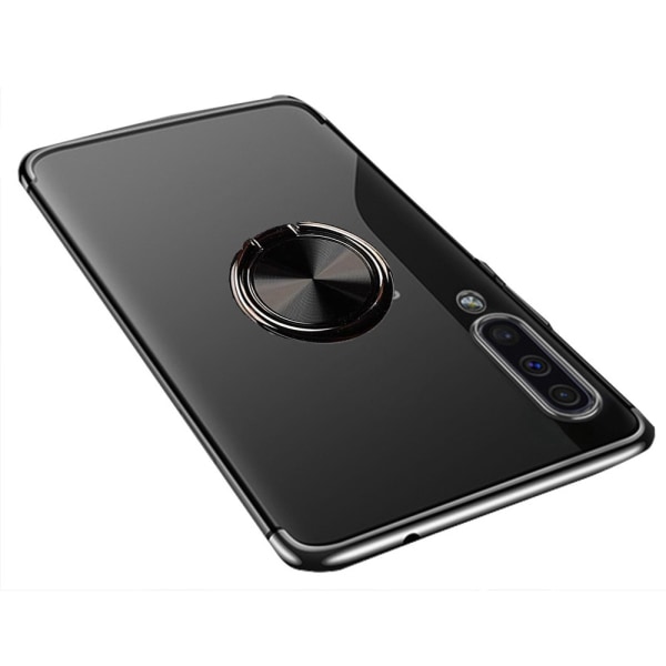 Praktisk silikonskall Ringholder - Samsung Galaxy A50 Svart