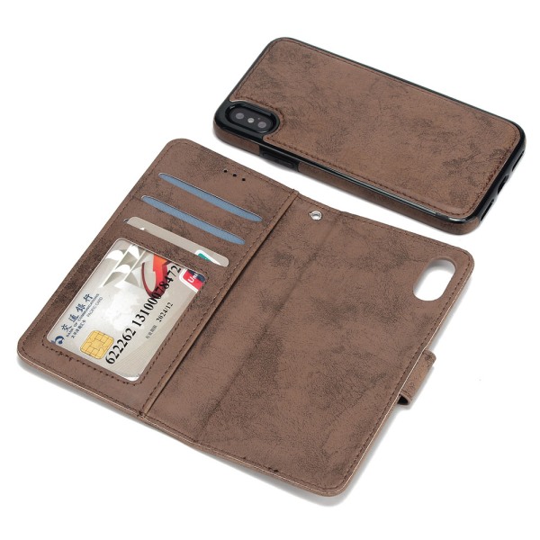 Plånboksfodral med Skalfunktion för iPhone XS Max Brun