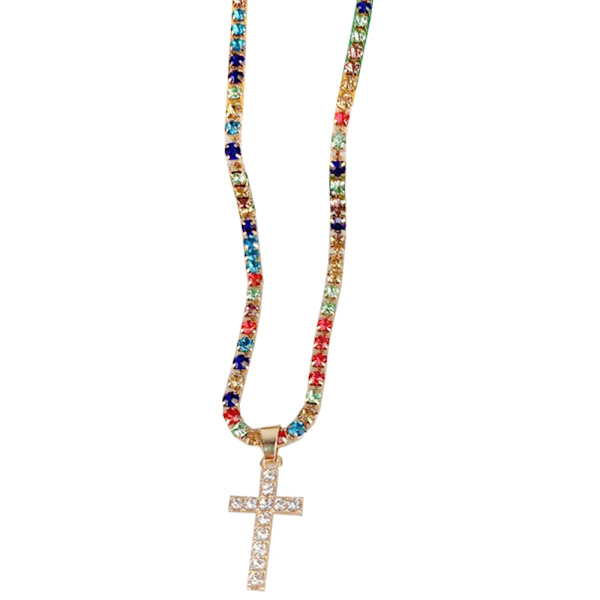 Elegant Hög Kvalitet Kors Halsband Silver FLERFÄRGAD