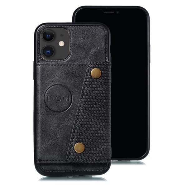 Glat stilfuldt cover med kortrum - iPhone 12 Mörkblå