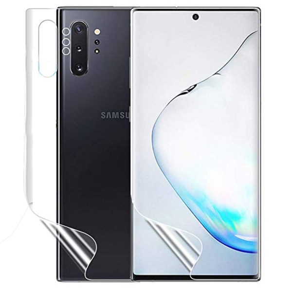 Edessä ja takana Note10+ näytönsuoja 9H Nano-Soft ProGuard Transparent/Genomskinlig