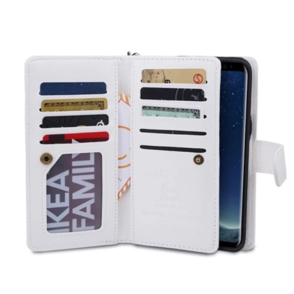 Tyylikäs 9 kortin lompakkokotelo Samsung Galaxy S8+ FLOVEME:lle Vit