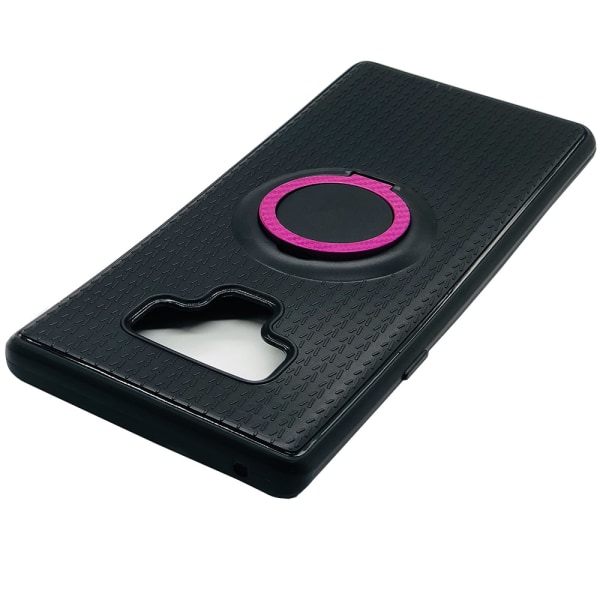 Silikonskal i Carbonfinish (Ringhållare) Samsung Galaxy Note 9 Rosaröd