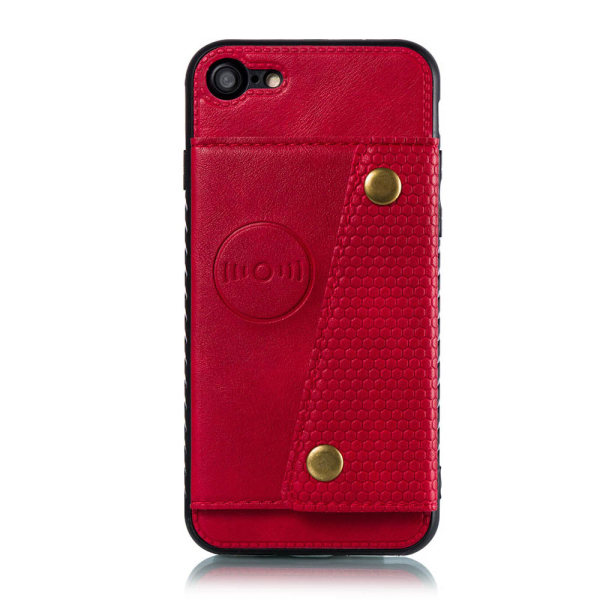 iPhone 7 - Robust cover med kortholder Röd