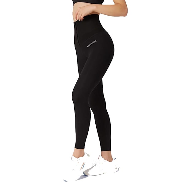 Mjuka Hög Kvalitets Sport Yoga Leggings Hög Midja Svart M