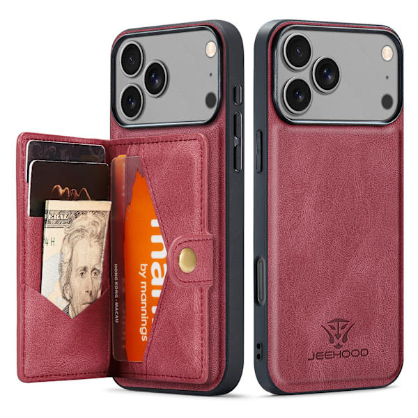 iPhone 17 Pro Plånboksskal  4 Kort + Sedlar Grön