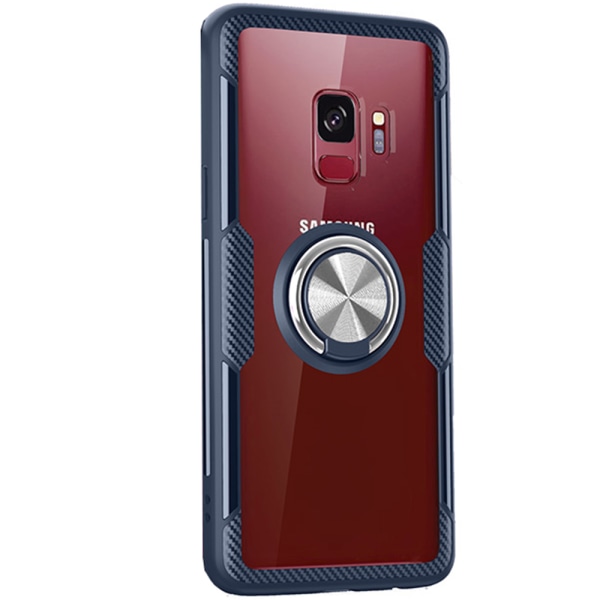 Samsung Galaxy S9 - Beskyttelsescover med ringholder (LEMAN) Röd/Silver Röd/Silver