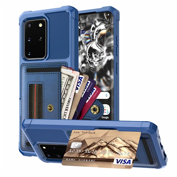 Gennemtænkt cover med kortholder - Samsung Galaxy S20 Plus Blå