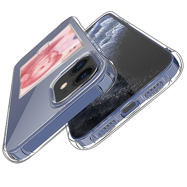 Glat stødabsorberende cover med kortrum - iPhone 12 Mini Transparent/Genomskinlig