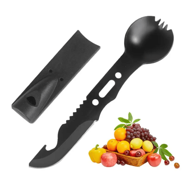 Multifunktionell skedkniv, backpacking tillbehör Khaki