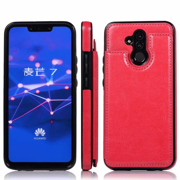 Elegant smartdeksel med kortrom - Huawei Mate 20 Lite Röd