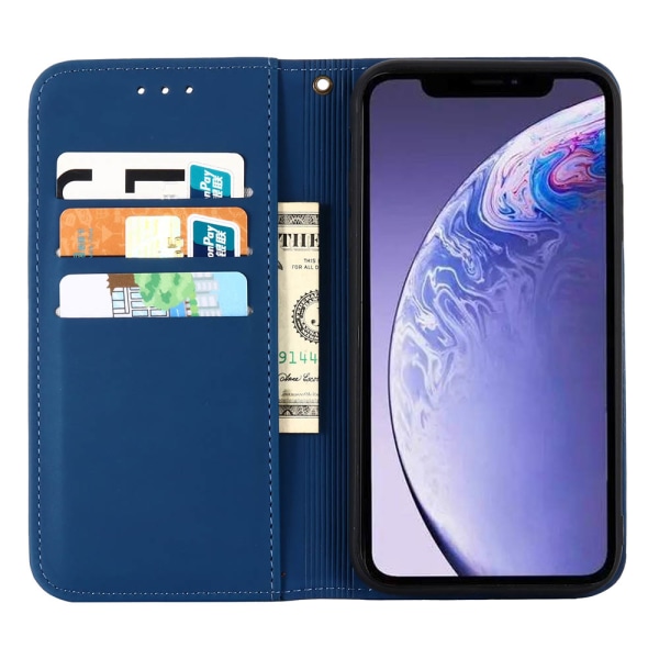 Glatt lommebokdeksel (FLOVEME) - iPhone 11 Pro Max Mörkblå