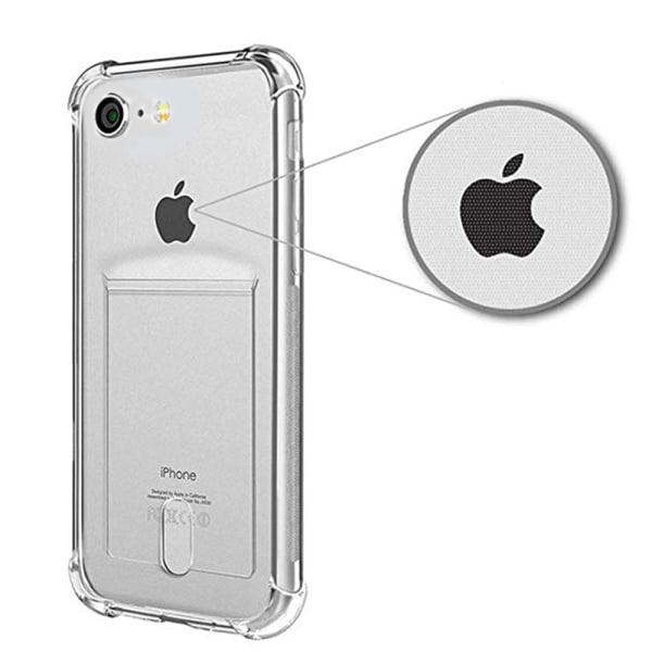 Beskyttende Silikone Cover Kortholder - iPhone 7 Transparent/Genomskinlig